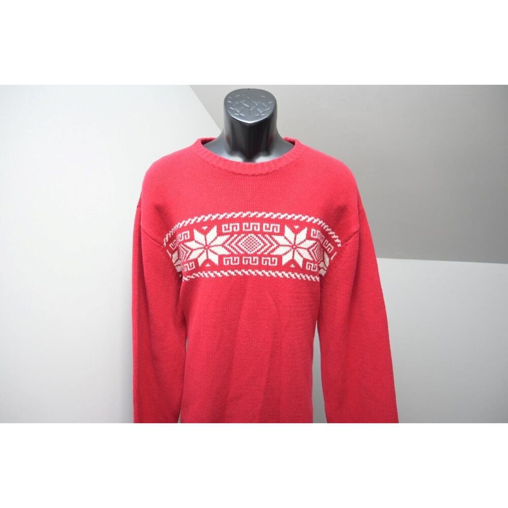 Chaps Ralph Lauren Red Knitted Holiday Sweater Cotton Acrylic Mens Size 2XL XXL - Picture 3 of 7